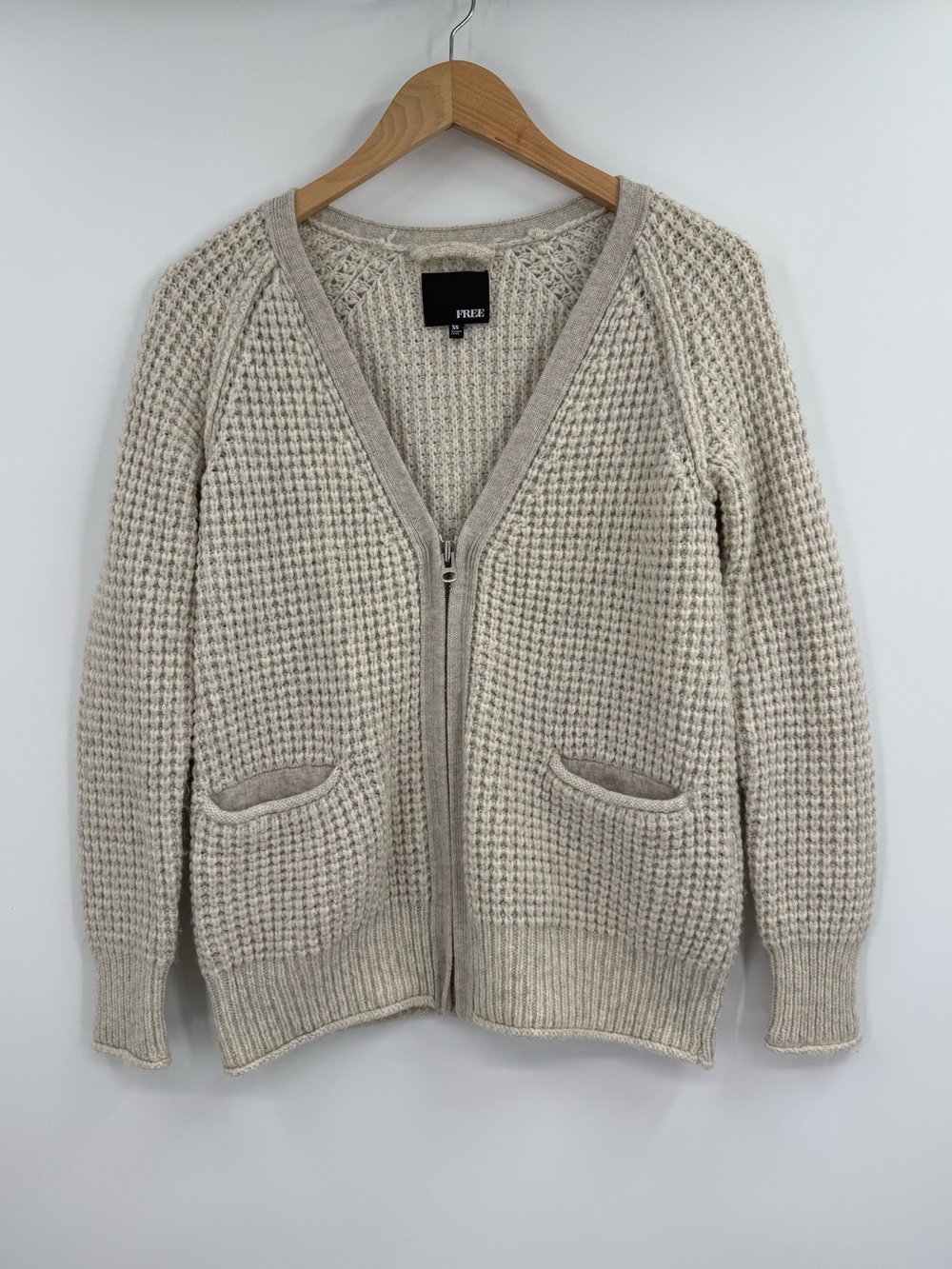 Aritzia Wilfred Free Marin Zip Up Wool Blend Cardigan | Oatmeal | XS